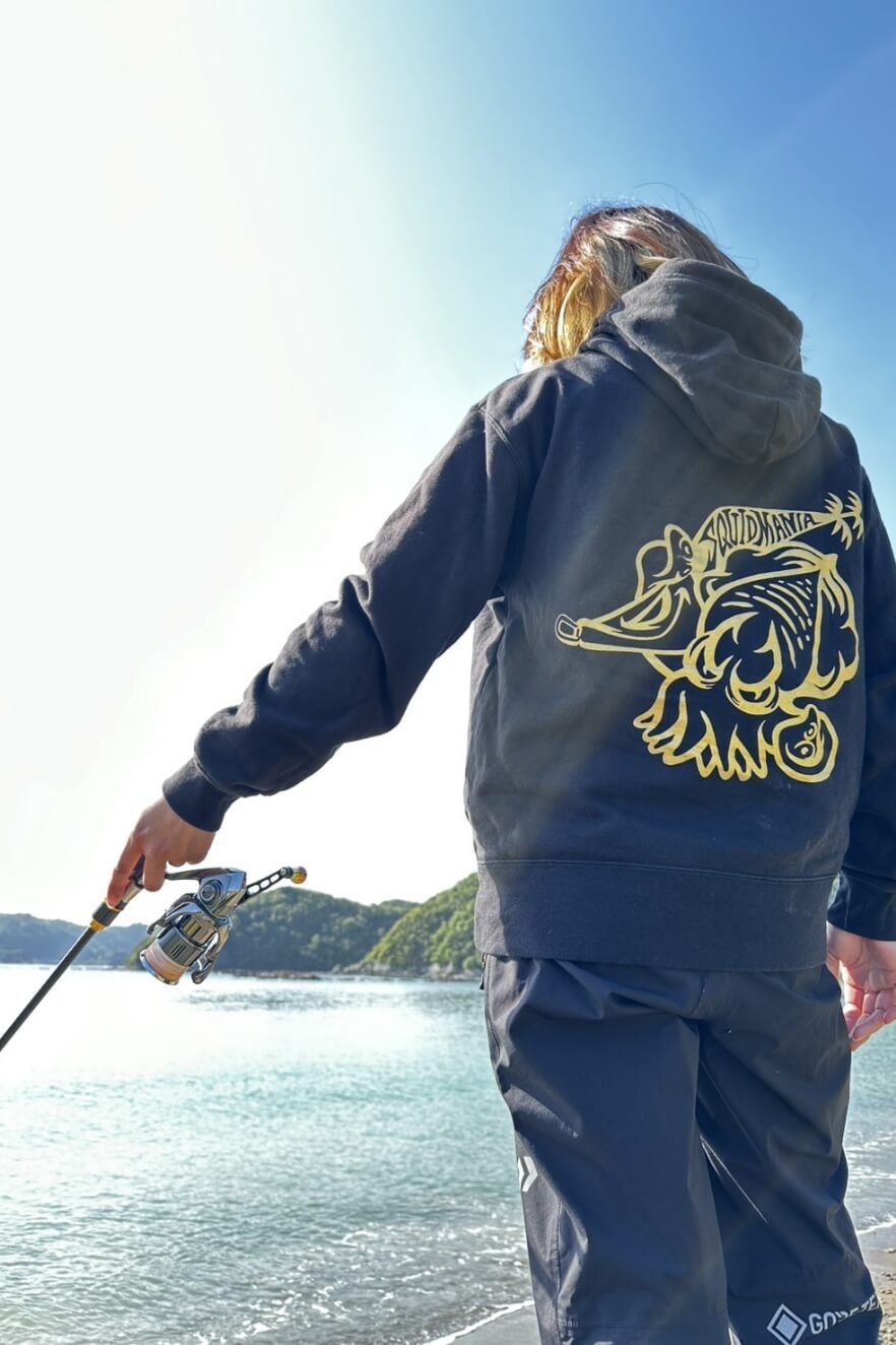 烏賊釣り用の釣竿の使用イメージ